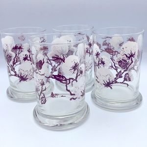 SUPER RARE Vintage Anchor Hocking Cotton Boll Glasses Set of 4